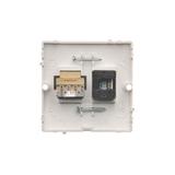 Simon Basic Gniazdo komputerowe RJ45 kat.5e+telefoniczne RJ11 Montaż gniazda na wkręty do puszki bia