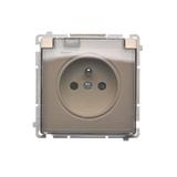Simon Basic Gniazdo wtyczkowe z uziemieniem z przesł. torów prądowych bryzgoszczelne IP44 16A 250V zaciski śrubowe klapka transp. beż BMGZ1BZ.01/12A BMGZ1Bz.01/12a KONTAKT