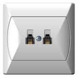 AKCENT Gniazdo telefoniczne podwójne równoległe - kolor biały