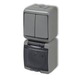 JUNIOR Łącznik świecznikowy z gniazdem pojedynczym z uziemieniem 2P+Z (klapka dymna; bez przesłon) 1