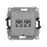 ICON Mechanizm gniazda komputerowego podwójnego 2xRJ45, kat. 6, ekranowany, 8-stykowy, bez pola opis