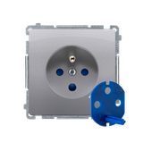 Simon Basic Gniazdo wtyczkowe DATA z uziemieniem i kluczem uprawniającym 16A 250V zaciski śrubowe stal inox BMGD1.01/21 KONTAKT
