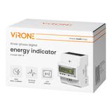 3-fazowy cyfrowy wskaźnik zużycia energii elektrycznej, 100A, 4 moduły, DIN TH-35mm
