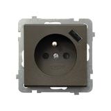 Gniazdo pojedyncze z uziemieniem z ładowarką A+C SONATA CZEKOLADOWY