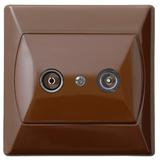 AKCENT Gniazdo RTV przelotowe 16-dB - kolor brązowy