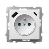 Gniazdo pojedyncze z uziemieniem z ładowarką A+C SONATA BIAŁY