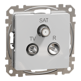 Sedna Design & Elements Gniazdo antenowe R-TV-SAT przelotowe 10dB srebrne aluminium SDD113488 Schneider