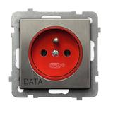 SONATA Gniazdo pojedyncze z uziemieniem DATA - kolor stal inox