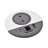 INCARA: DISQ 80 - 2P+Z / USB A+C / WYJŚCIE KABLOWE - 2,0 M-METAL/CZARNY, Legrand