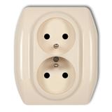 TREND Gniazdo podwójne z uziemieniem 2x(2P+Z) (przesłony torów prądowych) beżowy