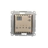 Simon 54 Regulator temperatury z wyświetlaczem z czujnikiem wewnętrznym 16(2) A 230V złoty mat DTRNW.01/44 KONTAKT