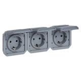 NOWE PLEXO - GNIAZDO SCHUKO 3X2P+Z POZIOME MECHANIZM 16A-250V SZARE 069578L LEGRAND