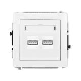 DECO Mechanizm ładowarki USB podwójnej 2xUSB A, 15,5W max., 5V, 3.1A biały