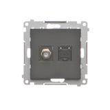Simon 55 Gniazdo antenowe typu /F/+RJ45 kat.6 Czarny mat TASFRJ45.01/149 KONTAKT