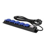 Przedłużacz warsztatowy bryzgoszczelny z wyłącznikiem, 5 gniazd 2P+Z, IP44, przewód gumowy, H05RR-F