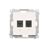 Simon 55 Gniazdo komputerowe RJ45 kategoria 5e + telefoniczne RJ12 Biały mat T5F.01/111 KONTAKT