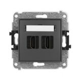 ICON Mechanizm gniazda podwójnego HDMI 2.0 grafitowy mat