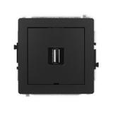 DECO Mechanizm gniazda pojedynczego USB A-A 2.0, bez pola opisowego czarny mat