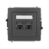 DECO Mechanizm gniazda komputerowego podwójnego 2xRJ45, kat. 7, ekranowany, 8-stykowy grafitowy mat