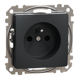 Sedna Design & Elements, gniazdo 2P+PE z przesłonami (zaciski bezgwintowe), czarny antracyt