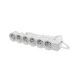 PRZEDŁUŻACZ STANDARD 6X2P+Z, Z PRZEWODEM 3.0 METRA 3X1.5 MM2 - BIAŁY/JASNOSZARY, Legrand