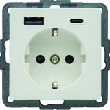 Q.x Gniazdo SCHUKO z ładowarką USB A+C 20W PD, biały aksamit