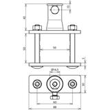 Obejma do profilu kwadratowego, z gniazdem mocowania do DEHNiso II, ZG/NIRO