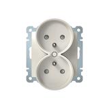 B.Kwadrat Gniazdo podwójne z uziemieniem do ramek 1- lub wielokrotnych kremowy 5361878982 HAGER