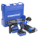 Młotowiertarka SDS plus 18V RawlHAMMER 20mm 2,0J – 2 akumulatory 5,0 Ah ładowarka 6,5 A walizka /1sz