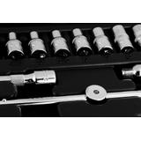 Klucze nasadowe, 1/4”, CrV, zestaw 46 szt.