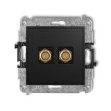 ICON Mechanizm gniazda antenowego podwójnego typu F (SAT) pozłacany, bez pola opisowego czarny mat