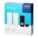 ENIR MULTI, zestaw domofonowy dwurodzinny, 2-żyłowy, zasilacz na szynę DIN, z czytnikiem breloków, b