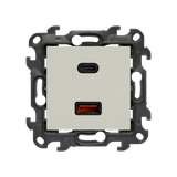 Simon 24 Ładowarka podwójna USB typ A+C Quick Charge 30W 230V kaszmirowy NEC2CAQ.01/42