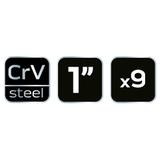 Nasadki udarowe 1", 27-50 mm, zestaw 9 szt.