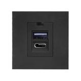NOEN USB x 2 A+C podwójny port modułowy 45x45mm z ładowarką USB 2,1A 5V DC czarny OR-GM-9010/B/USBAC