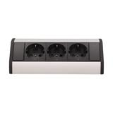 Gniazdo meblowe 3x2P+Z, schuko, czarno-srebrne OR-GM-9001/B-G(GS) ORNO