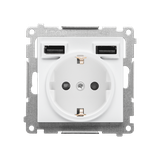 Simon 55 Gniazdo schuko ze zintegrowaną ładowarką 2xUSBA Biały mat TGSZ1ZUSB2AA.01/111 KONTAKT