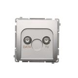 Simon Basic Gniazdo antenowe TV-DATA 1x wejście: 5–1000 MHz srebrny mat