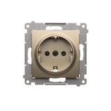 Simon 54 Gniazdo Schuko z przesłonami 16A szybkozłączka złoty mat