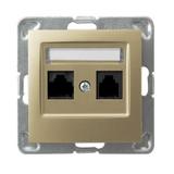 IMPRESJA Gniazdo komputerowe podwójne, kat. 5e MMC - kolor złoty metalik
