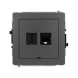 DECO Mechanizm gniazda pojedynczego HDMI 2.0 + gniazda komp. poj. 1xRJ45, kat. 5e, 8-stykowy, bez po