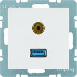 BERKER B.X/S.1 Gniazdo USB / 3,5mm Audio biały 3315398989 HAGER