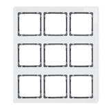 DECO Ramka modułowa 9 krotna (3 poziom, 3 pion) - efekt szkła (ramka biała; spód grafitowy)