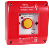 Ręczny przycisk ppoż wyłącznika prądu PWP 1Z 1R 2LED zielony/czerwony 230V CNBOP SPAMEL