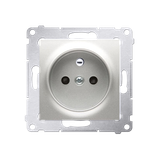 Simon 54 Gniazdo z/u i przesłonami 16A z. śrub. srebrne
