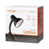 LATSA lampa biurkowa z klipsem 40W E27 stal + tworzywo czarna DL-3/B ORNO