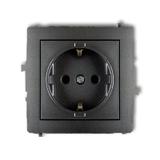 DECO Mechanizm gniazda pojedynczego z uziemieniem SCHUKO 2P+Z (przesłony torów prądowych) grafitowy