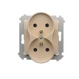 Simon 54 Nature Gniazdo wtyczkowe z uziemieniem z przesłonami podwójne do ramek NATURE 16A 250V zaciski śrubowe kremowy DGZ2MZN.01/41 KONTAKT