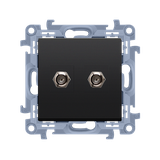 Simon 10 Gniazdo antenowe typu F podwójne  czarny
