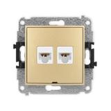 ICON Mechanizm gniazda komputerowego podwójnego 2xRJ45, kat. 6A, 8-stykowy, bez pola opisowego złoty